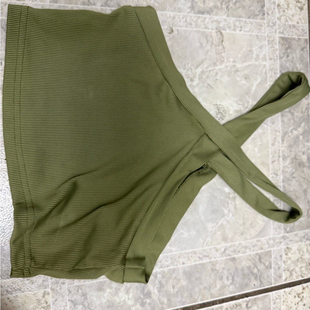 Olive Green Ribbed Crop Top